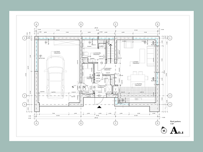 Some technical drawings of a single-family house architecture design floorplan