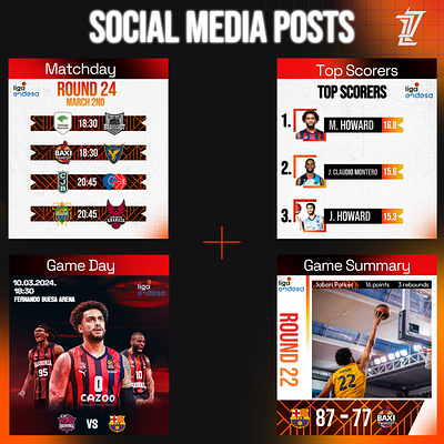 Social Media Posts for Spanish Basketball League branding graphic design