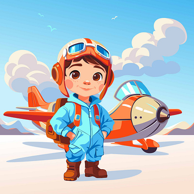 Boy Pilot boy cartoon child illustration kids pilot vector