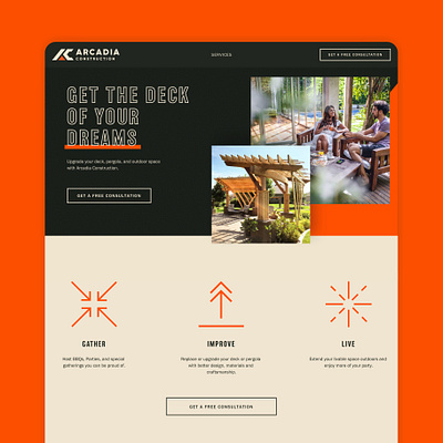 Arcadia Construction Website Design arcadia branding construction icons omaha rebrand squarespace ui ux web design website