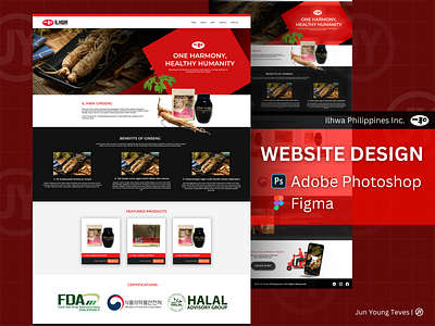 Medical Product Retail and Manufacturing - UI/UX Design PC black ginseng ginseng product grey health health supplement healthcare illustration landing page maroon medical field medical product red ui design ux design webdesign website design website layout wesbite white