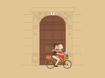 Rome with Love amor art bike character design city design digital art door illustration italy love romantic rome valentines day vector