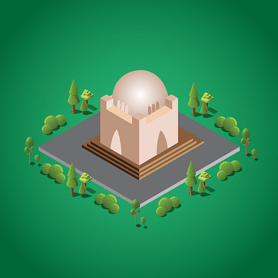 Quaid e Azam Jinnah Tomb Isometric digital art digital illustration flat vector graphic design isometric jinnah karachi monument pakistan quaid quaid e azam vector art vector artist