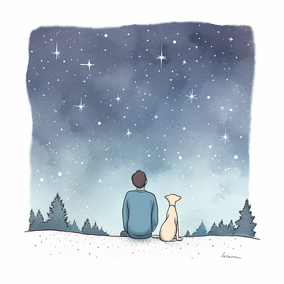 Starry skies cartoon contemplating drawing night sketch sky stars