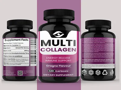 MULTI COLLAGEN SUPPLEMENT LABEL DESIGN cbd label design design graphic design hemp oil design oil design pouch design supplement label design