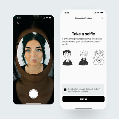 Selfie Verification Finance App figma fintech identity illustration mobile design selfie uiux verification