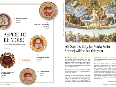 Relics Magazine Spread catholic christian design editorial graphic design layout magazine modern print relic renaissance saints spread