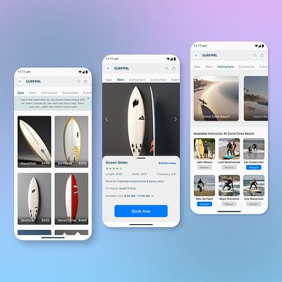 Surfboard App Design app desing surfboard surfboard app ui design surfboard ui design ui desing