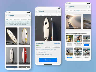 Surfboard App Design app desing surfboard surfboard app ui design surfboard ui design ui desing