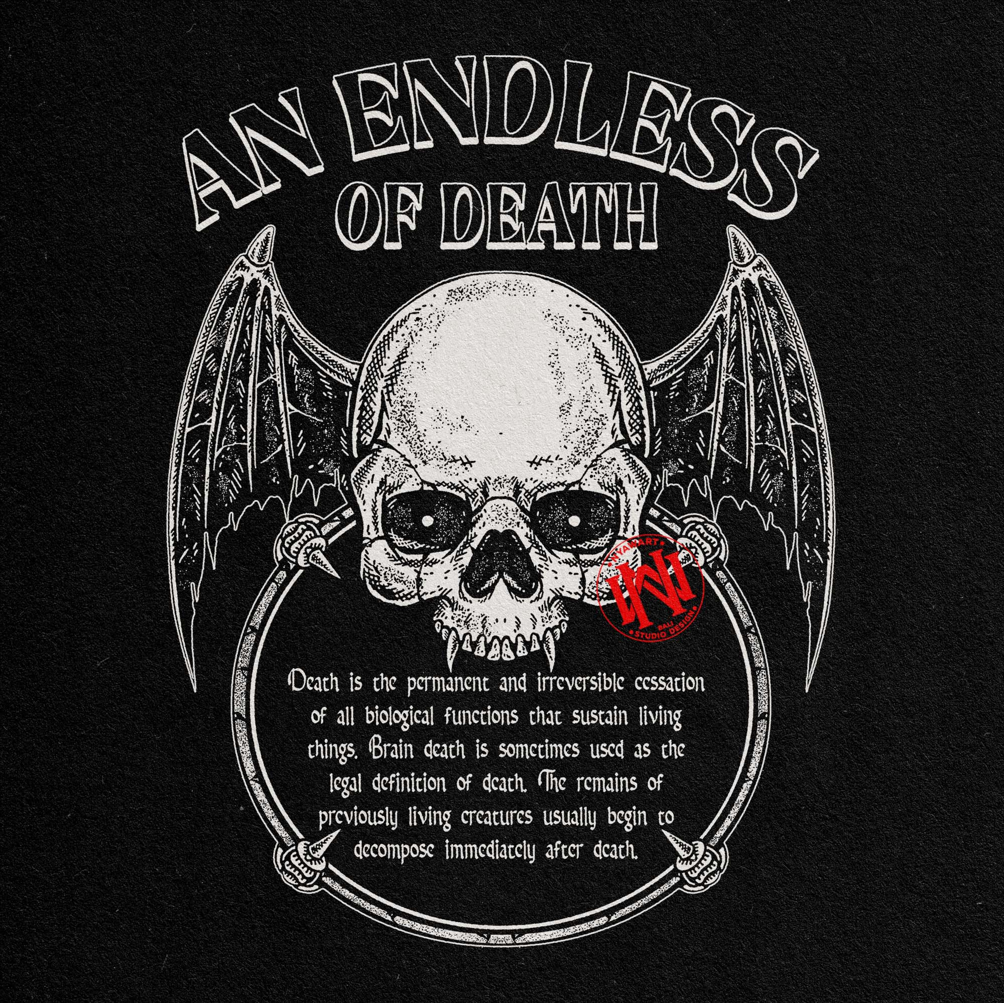 An Endles of death Design Illustration appareldesign badge blackmetal branding brutalartwork design graphic design illustration logo metal metalcore pointilism rock skullillustration vector vintage