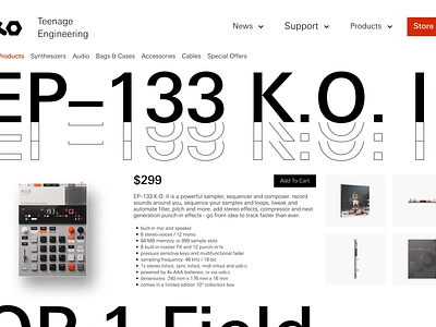 Teenage Engineering Store Redesign daily ui font minimalistic product shop store synthesizer teenage engineering ui visual design