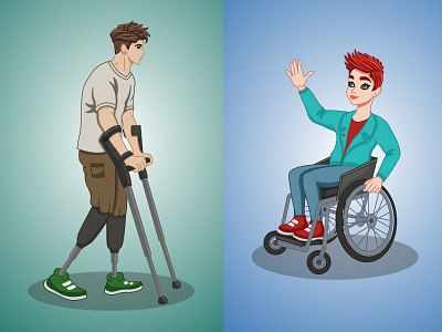 Young People with Disabilities. Character Design beautiful