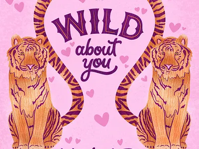 School Tiger Valentine animals design digital art graphic design greeting card hand drawn handlettering heart illustration lettering procreate tiger type typography valentine