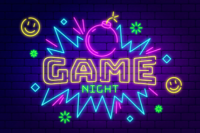 GAME NIGHT NEON SIGN backgraund branding design graphic design illustration vector