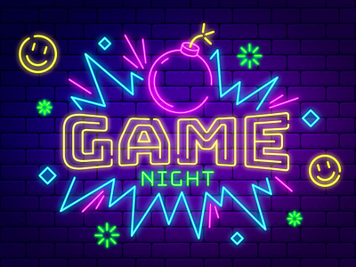 GAME NIGHT NEON SIGN backgraund branding design graphic design illustration vector