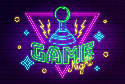GAME NIGHT NEON SIGN backgraund design graphic design illustration vector