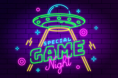 GAME NIGHT NEON SIGN backgraund design graphic design illustration vector