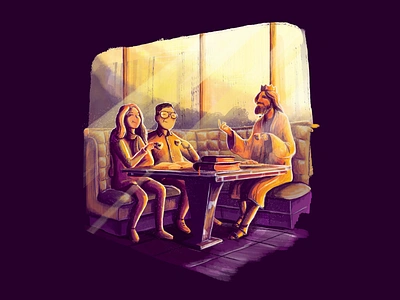 coffee with Jesus | digital painting affinity design affinity designer art christian art digital illustration digital painting illustration painting