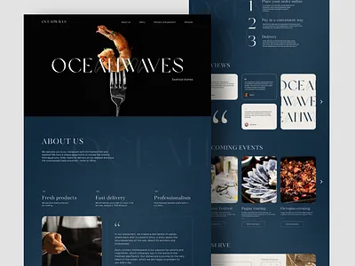 Ocean Waves - Restaurant blue dark figma landing restaurant site ui ux web
