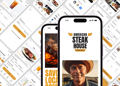 American Steak House Mobile app app branding coursera design google certification google uiux graphic design illustration interaction design logo persona typography ui user experience user journey ux vector