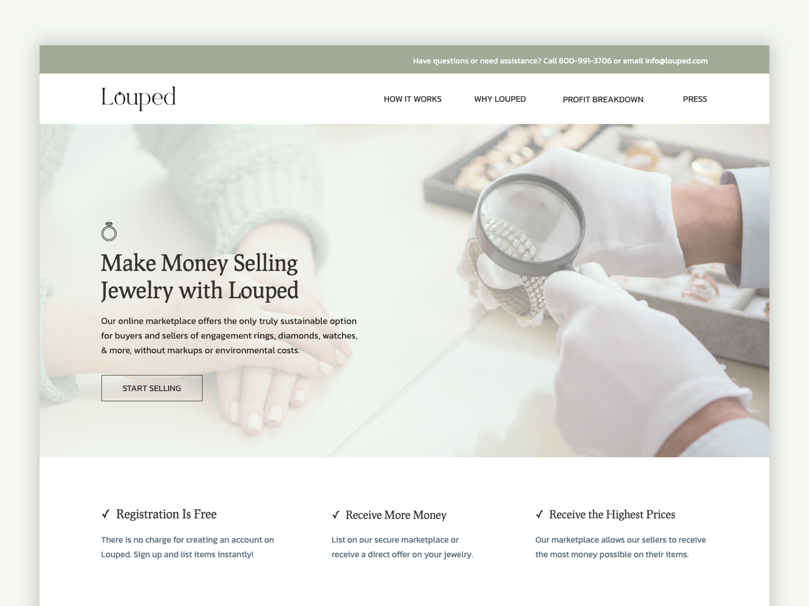 Louped Landing Page animation campaign diamond ring digital design ebay graphic design jewelry landing page lead gen louped marketplace motion graphics poshmark ppc marketing selling sustaniable ui ux