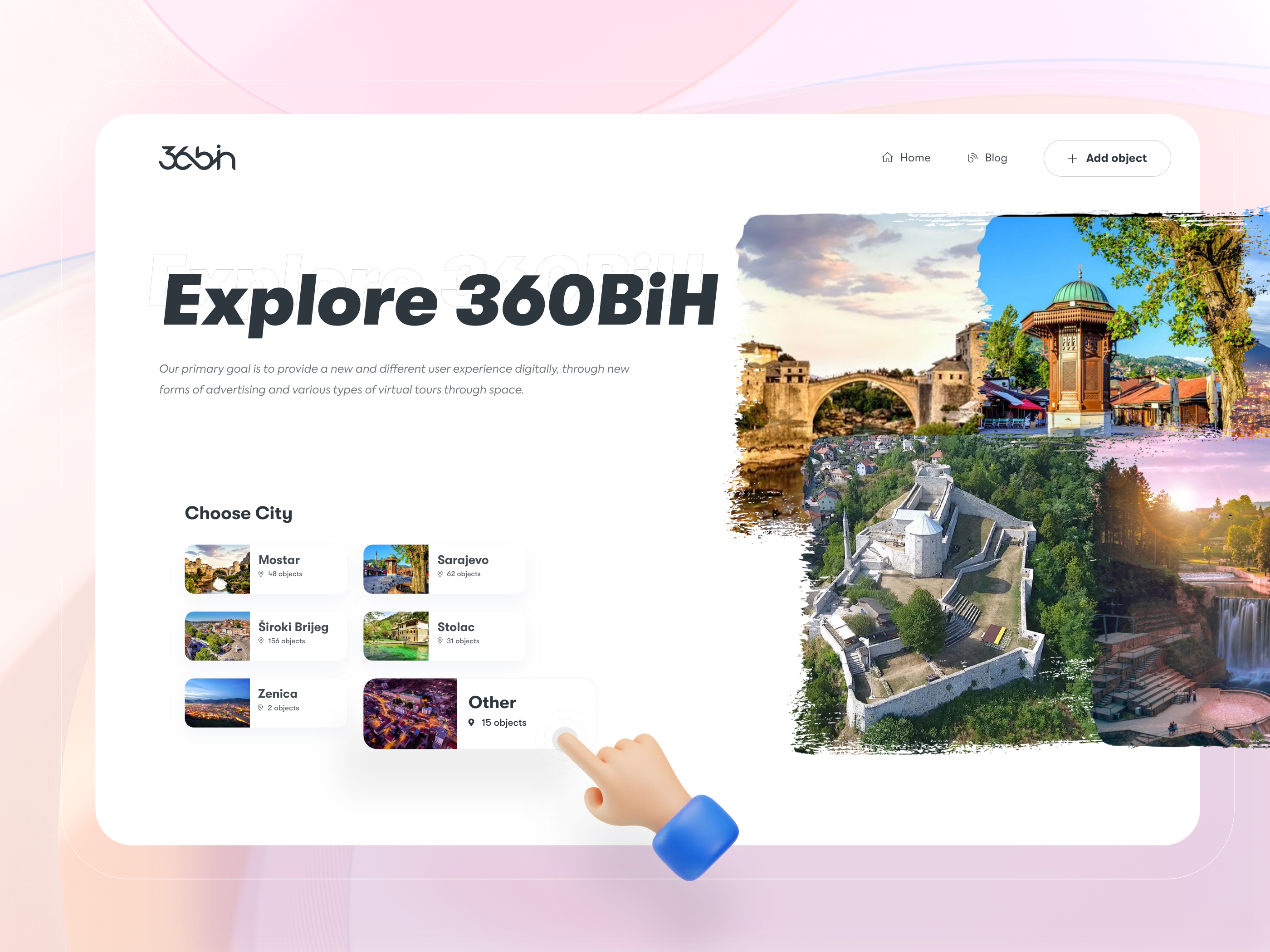 360BiH website design - Daily UI 09 360 bosnia and herzegovina city dailyui dailyuichallenge explore landing page ui user experience user interface ux website