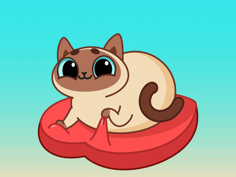 Cat Love 2d animal art cartoon cat gif heart hearts illustration love sticker stickers vector