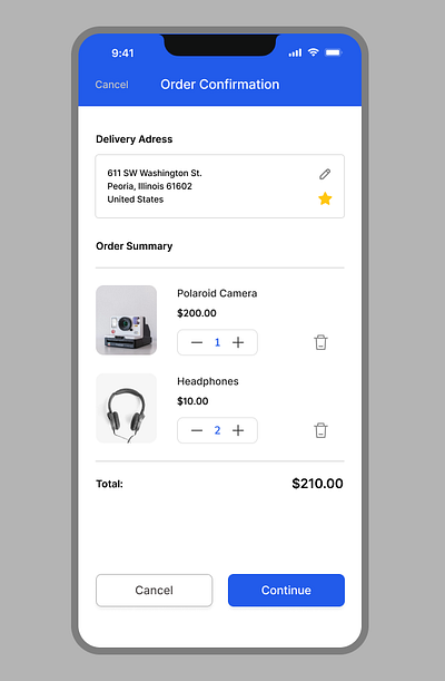 Order screen checkout design order ui ux