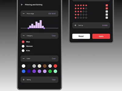Filter screen design ui ux web design web development