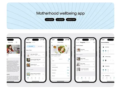 Motherhood wellbeing app app design product design ui ux