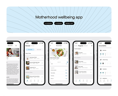 Motherhood wellbeing app app design product design ui ux