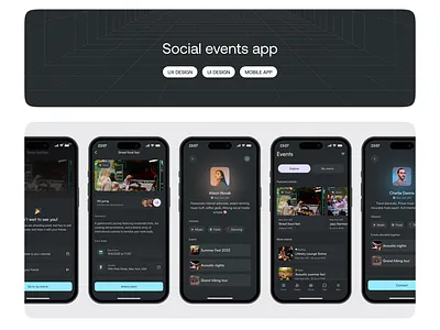Social events app app design product design ui ux