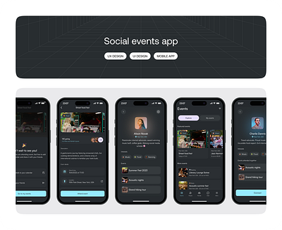 Social events app app design product design ui ux