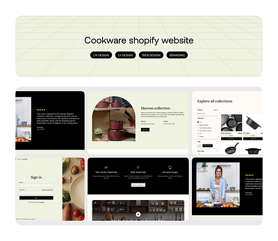 Cookware shopify website design product design ui ux web design
