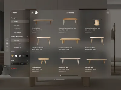 VisionPro Apartment E-Commerce App 3d app apple ar branding design ecommerce furniture furniture shop human interface guidelines ios landing landing page online shop ui ux virtual reality visionpro vr web design