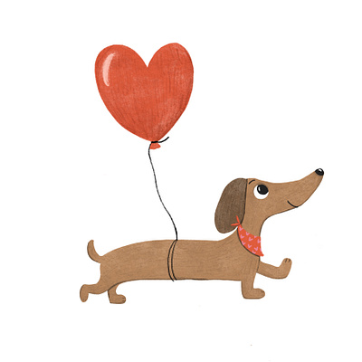 Valentine's Sausage Dog character art character design characterdesign childrens book illustration childrens illustration digital illustration dog illustration illustration kidlit art kidlit illustration love photoshop sausage dog valentines day