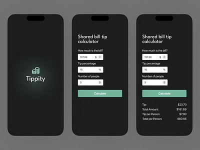 DailyUI #004 bill calculation calculator dailyui tipping ui uix101 ux