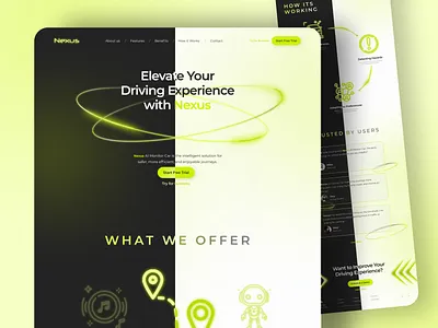 Landing Page AI Monitor Car - Daily UI 035 app branding casestudy dashboard landingpage mobile studycase uidesign uiux web website