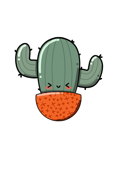 Kawaii illustration of a cute cactus sticket 3d animation branding cute digital drawing drawing ethereal. graphic design logo motion graphics procreate ui vector