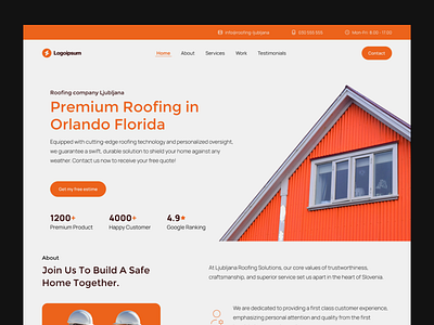 Roofing Company Ljubljana: landing page brengraphics business web clean construction company construction web designinspiration hero homepage landingpage roofing ui uidesigner visualdesign webdesign website