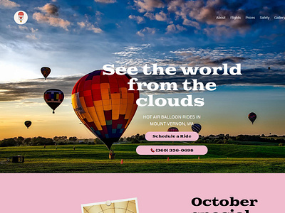 Hot Air Balloon Company copywriting squarespace web design