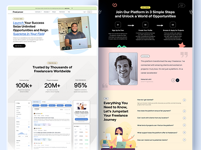 Freelancer - Landing Page Website clean design freelance job jobs portal josb minimalist ui uiux ux vancancy web freelance website website freelance website job portal