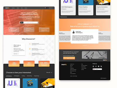 SNAPIQ - Courses Website - UI Design Landing Page concept courses design designers figma landingpage orange snapiq ui uiux web website