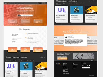 SNAPIQ - Courses Website - UI Design Landing Page concept courses design designers figma landingpage orange snapiq ui uiux web website