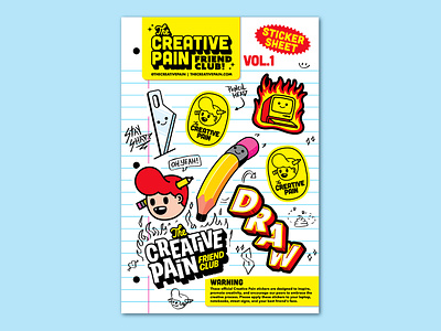 The Creative Pain Sticker sheet - front branding design icons illustration illustrator sticker sheet stickers the creative pain vector