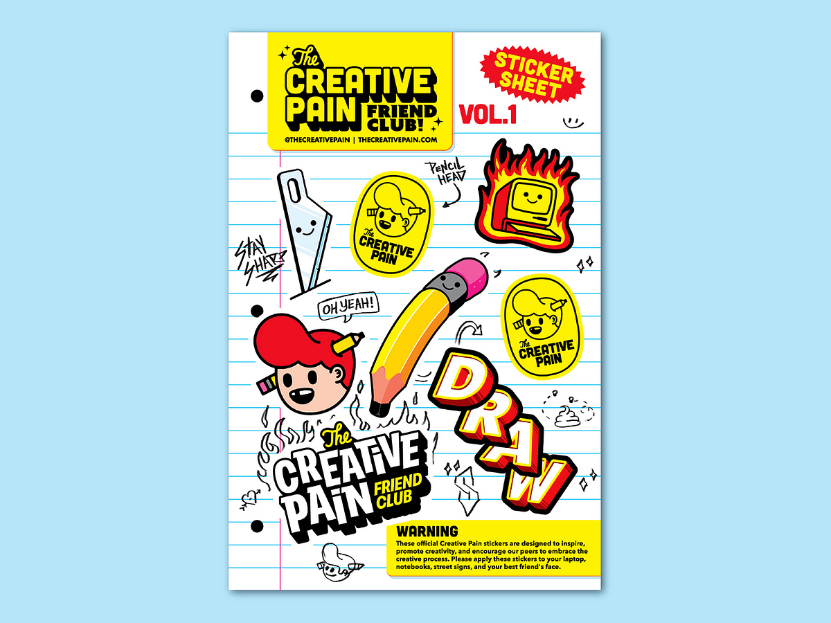 The Creative Pain Sticker sheet - front by Tyler Pate on Dribbble