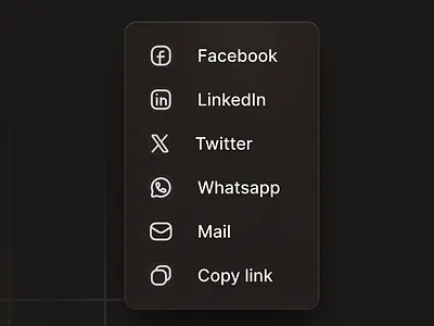 Share menu component list item list meu product design social ui web design