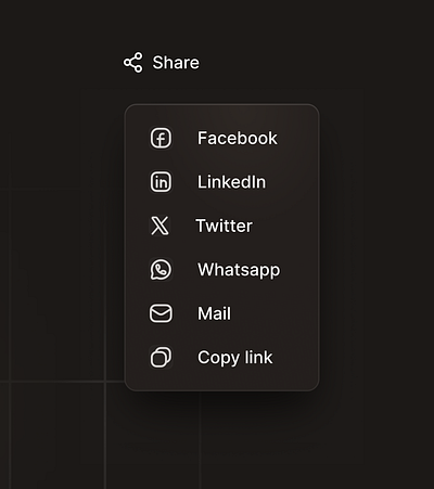 Share menu component list item list meu product design social ui web design