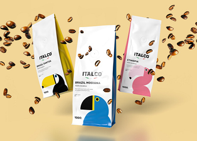 Italco coffee birds branding brazil coffee coffe graphic design vector