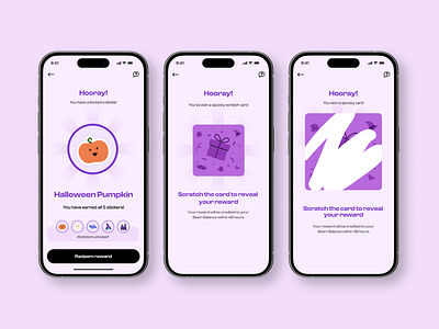 Send Money - Halloween Gamification - Scratch Card design finance fintech gamification halloween illustration minimal rewards scratch card send money ui user experience user interface ux website win prize